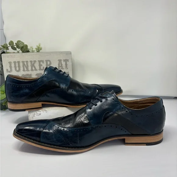 blue stacy adams dress shoes Stacy Adams Men's Marlowe Navy Suede, Size 10